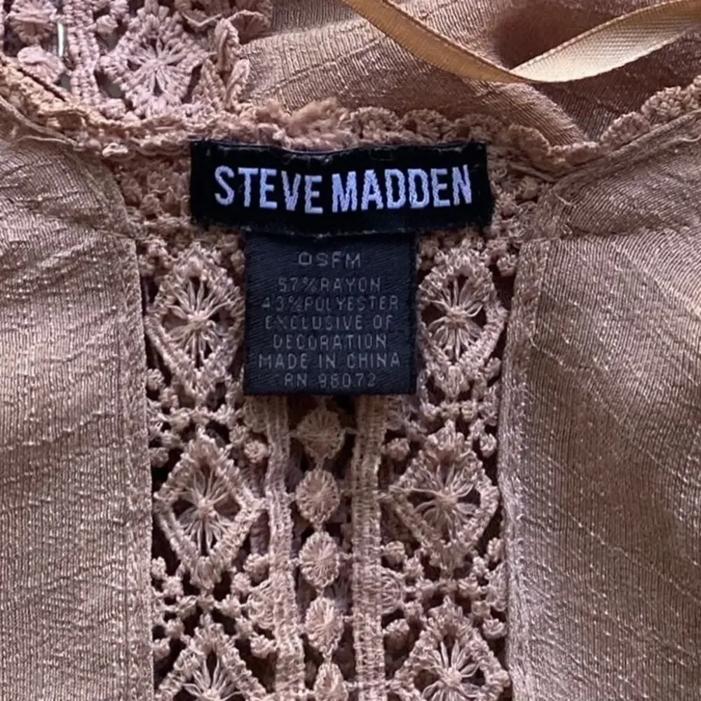 STEVE MADDEN Rose Pink Mauve Boho Shawl Cape Bohemian Kimono Wrap ~ OSFM